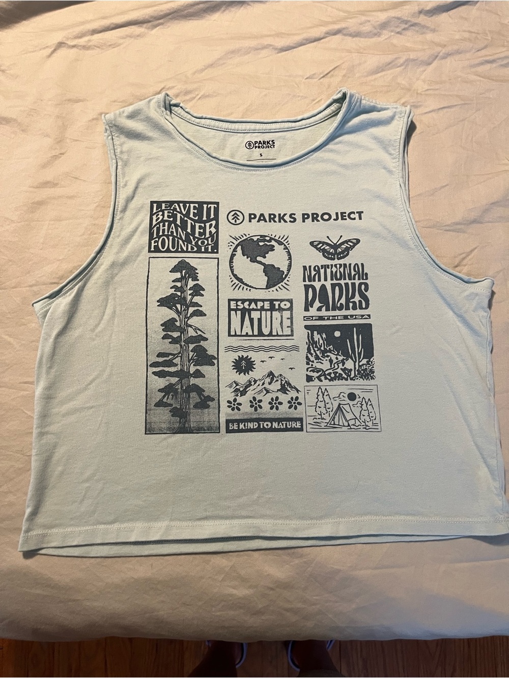 Parks Project Women’s S 100% Cotton Sleeveless Cropped Tank Top, Mint,Great Cond
